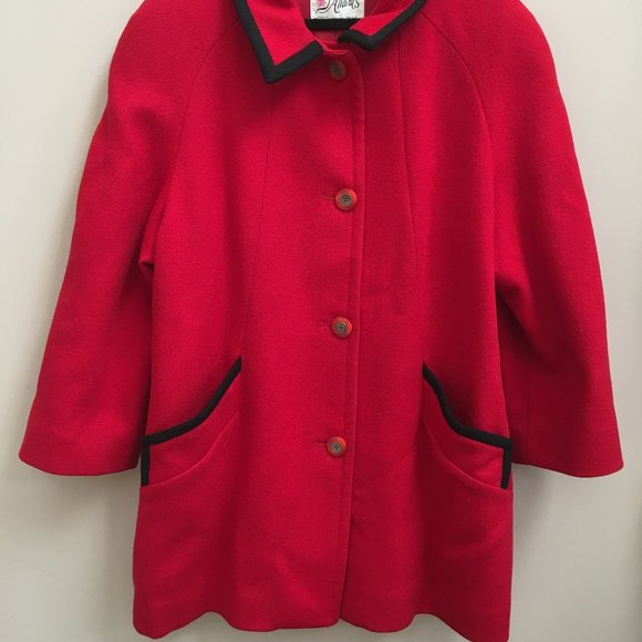 SOLD ELSEWHERE - 1950s/60s Vintage D'Allards 100% Wool + Black Trim Jacket/Coat - Picture 2 of 9